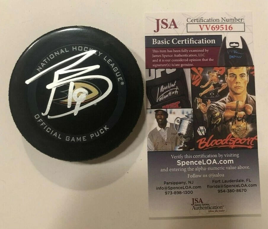 TROY TERRY SIGNED ANAHEIM DUCKS OFFICIAL GAME HOCKEY PUCK W/ CASE JSA COA