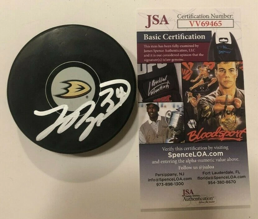 JAMIE DRYSDALE SIGNED ANAHEIM DUCKS HOCKEY PUCK W/ CASE JSA COA