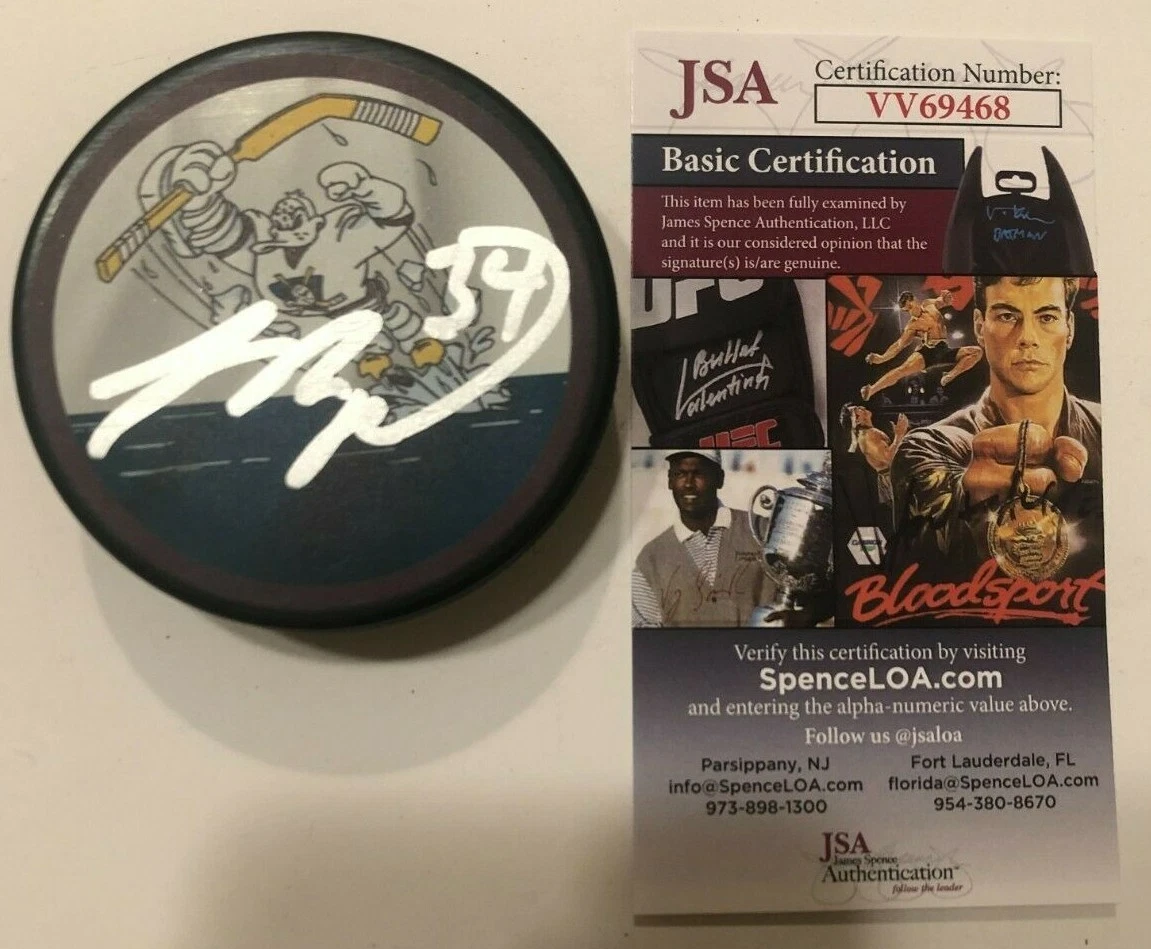 JAMIE DRYSDALE SIGNED ANAHEIM MIGHTY DUCKS RETRO HOCKEY PUCK W/ CASE JSA COA