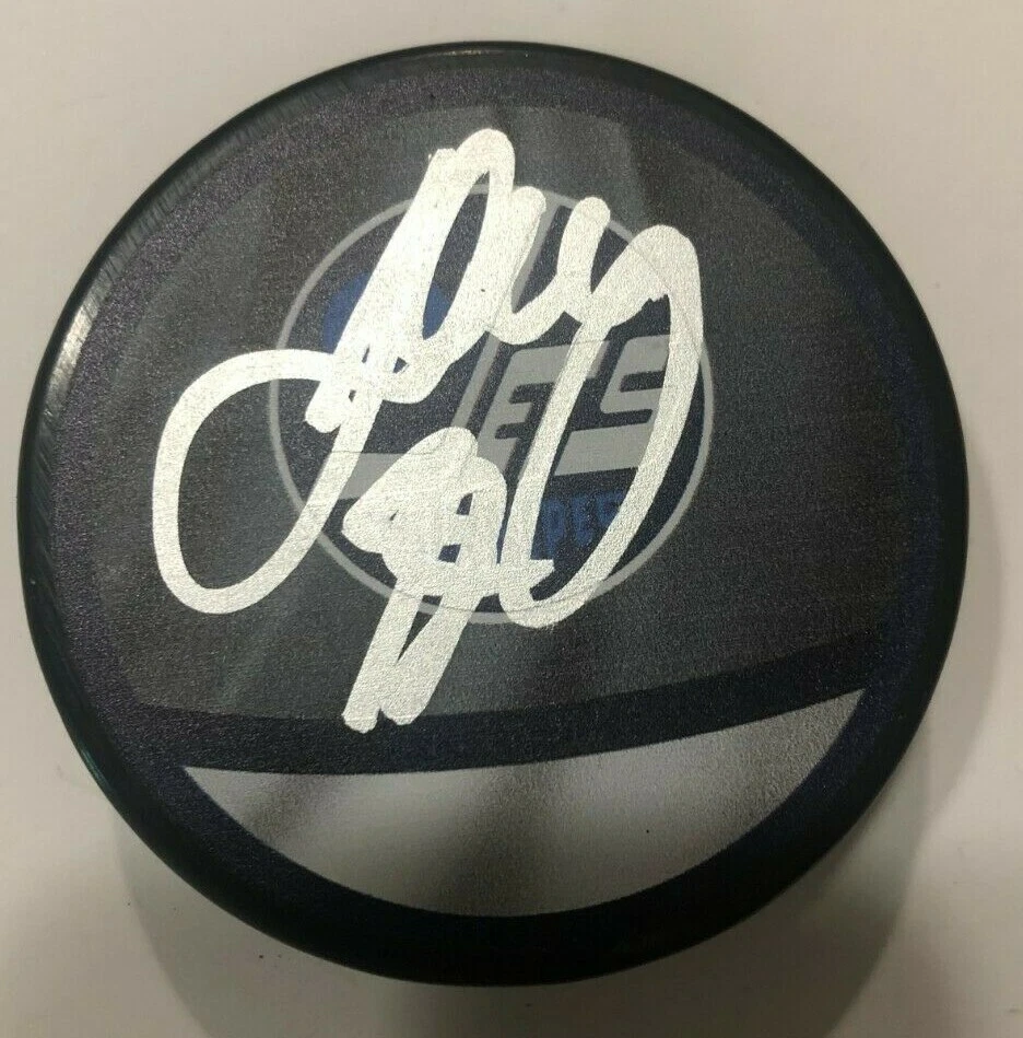 JOSH MORRISSEY SIGNED WINNIPEG JETS HOCKEY PUCK W/ CASE COA