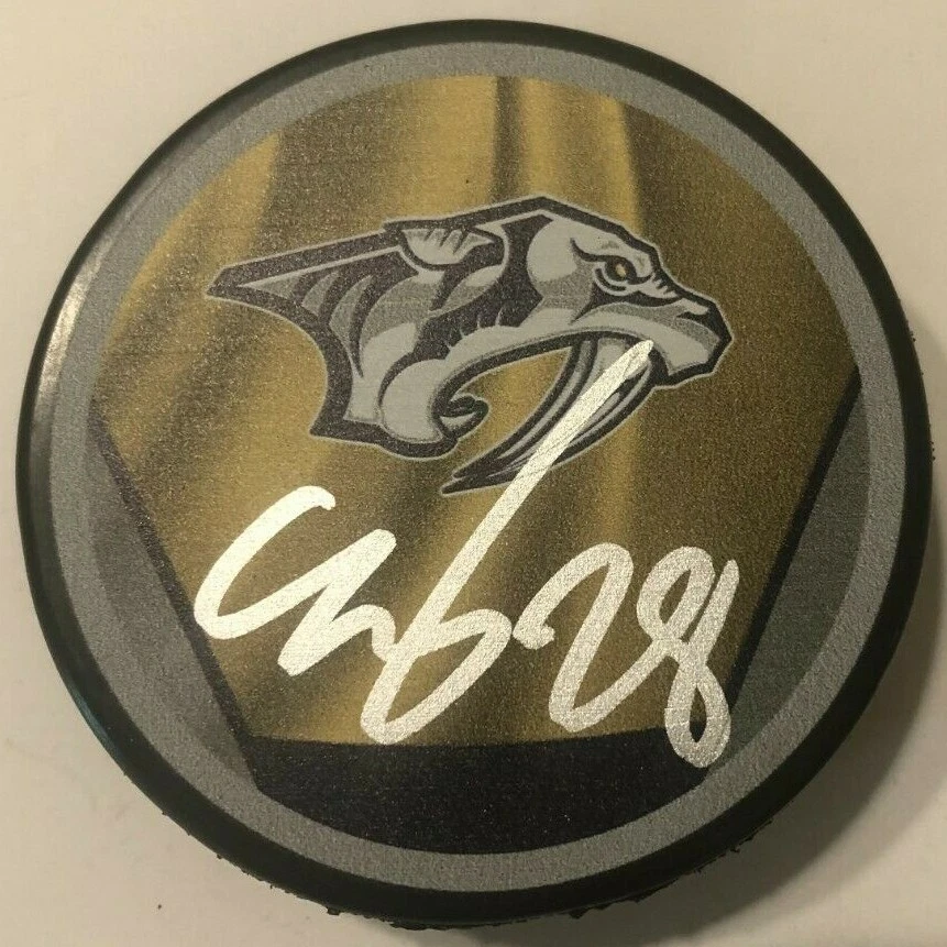 EELI TOLVANEN SIGNED NASHVILLE PREDATORS HOCKEY PUCK W/ CASE COA