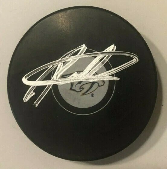 PHILIP TOMASINO SIGNED NASHVILLE PREDATORS HOCKEY PUCK W/ CASE COA