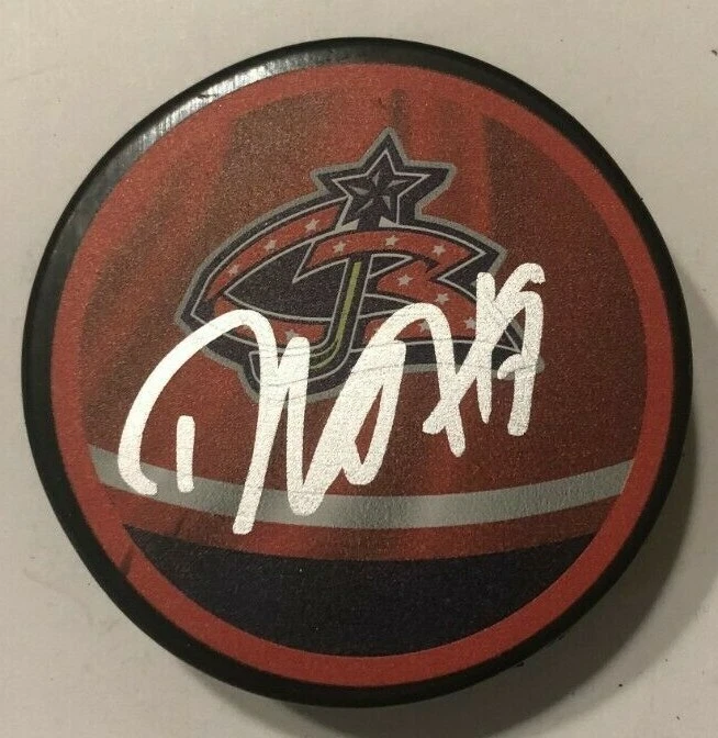 DEAN KUKAN SIGNED COLUMBUS BLUE JACKETS HOCKEY PUCK W/ CASE COA