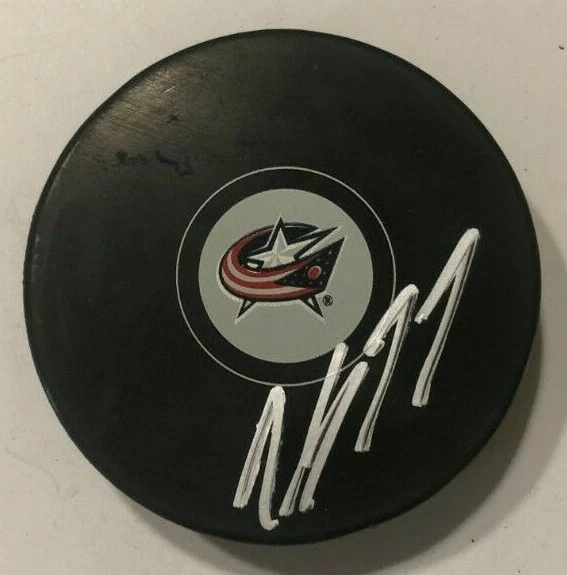 NICK BLANKENBURG SIGNED COLUMBUS BLUE JACKETS HOCKEY PUCK W/ CASE COA
