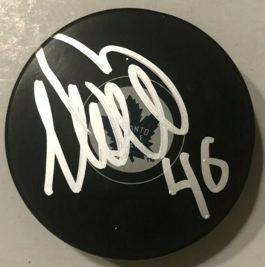 ILYA LYUBUSHKIN SIGNED TORONTO MAPLE LEAFS HOCKEY PUCK W/ CASE COA