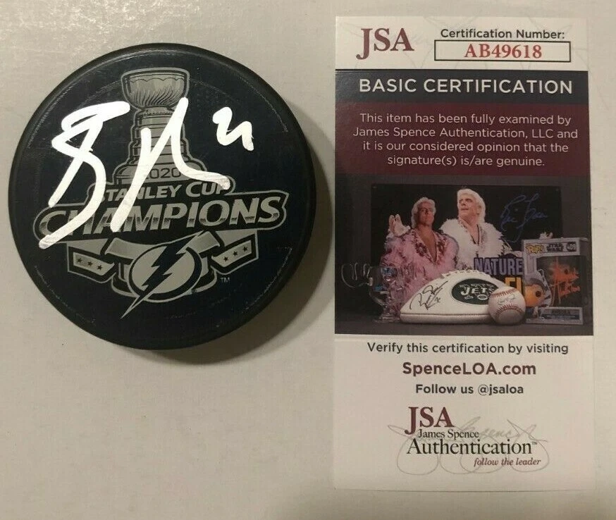 BRAYDEN POINT SIGNED 2020 STANLEY CUP PUCK W/ CASE TAMPA BAY LIGHTNING JSA COA
