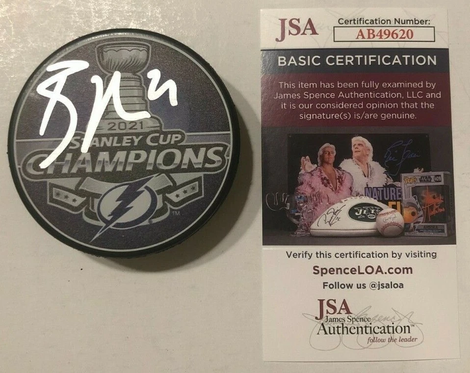 BRAYDEN POINT SIGNED 2021 STANLEY CUP PUCK W/ CASE TAMPA BAY LIGHTNING JSA COA