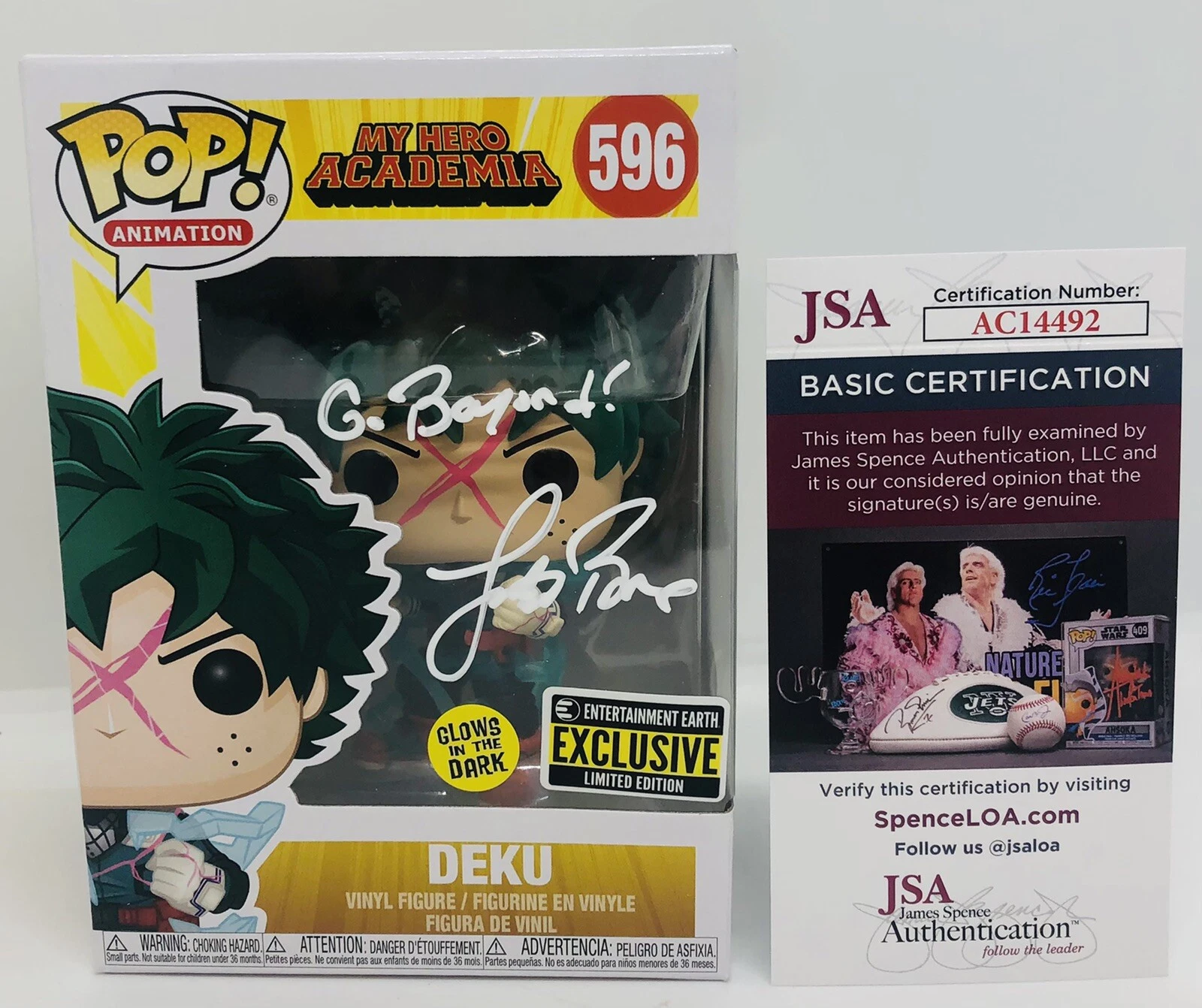 JUSTIN BRINER SIGNED DEKU GITD POP FUNKO FIGURE MY HERO ACADEMIA JSA COA