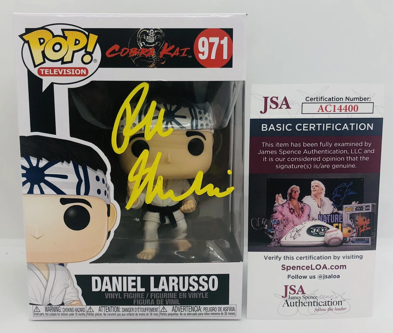 RALPH MACCHIO SIGNED DANIEL LARUSSO POP FUNKO FIGURE COBRA KAI JSA COA