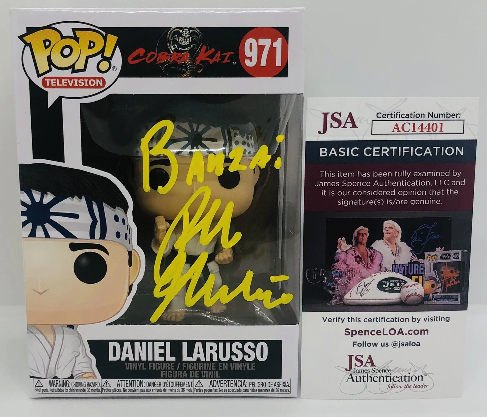 RALPH MACCHIO SIGNED DANIEL LARUSSO POP FUNKO FIGURE COBRA KAI JSA COA