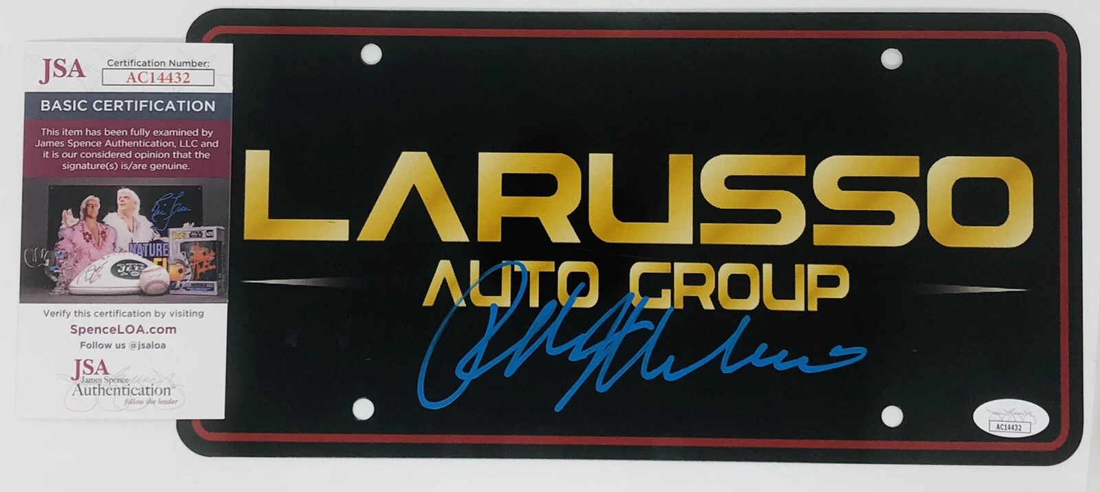 RALPH MACCHIO SIGNED DANIEL LARUSSO AUTO GROUP LICENSE PLATE COBRA KAI JSA COA