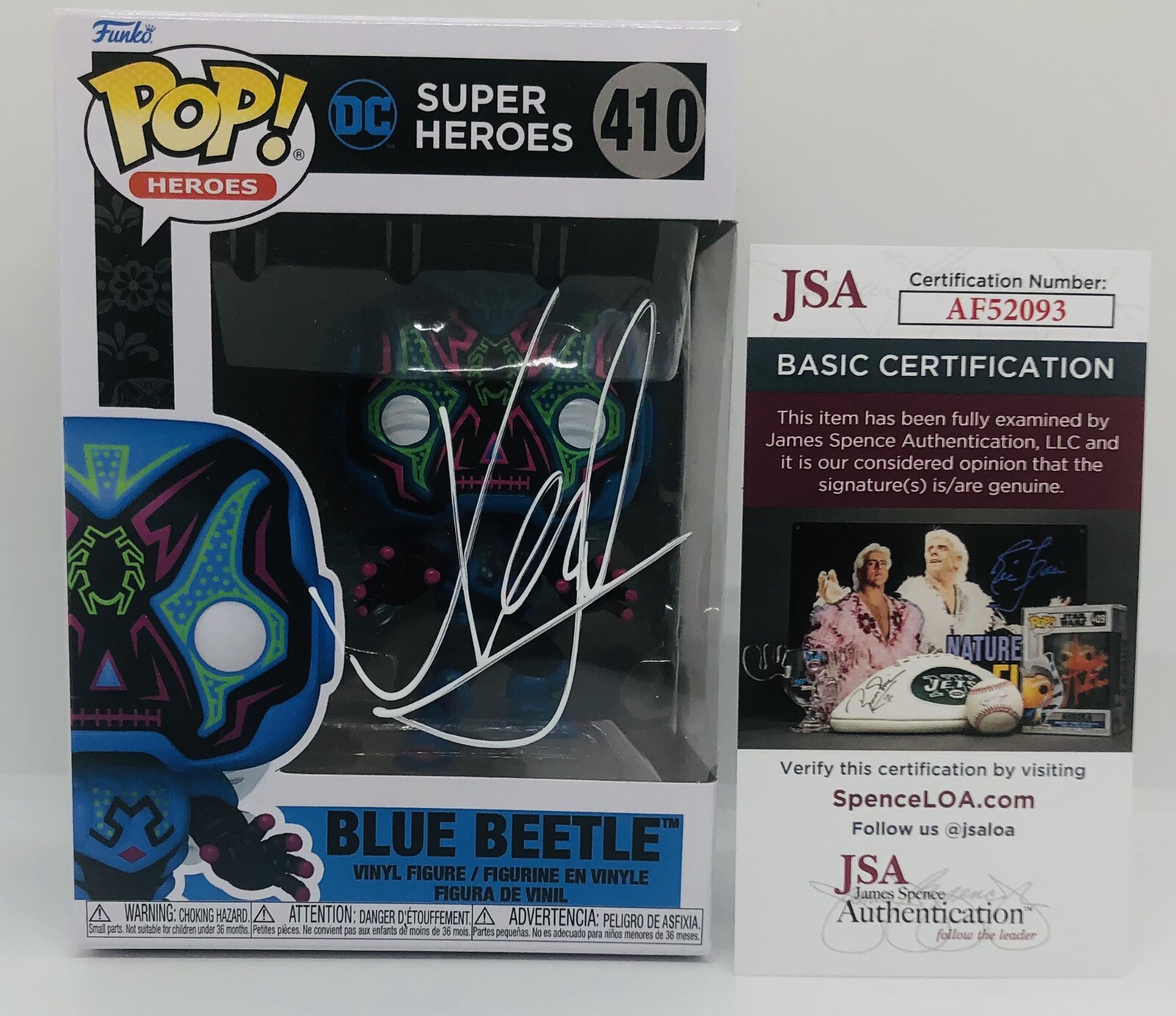 XOLO MARIDUENA SIGNED BLUE BEETLE POP FUNKO FIGURE DC MOVIE JAIME REYES JSA COA COLLECTIBLE MEMORABILIA