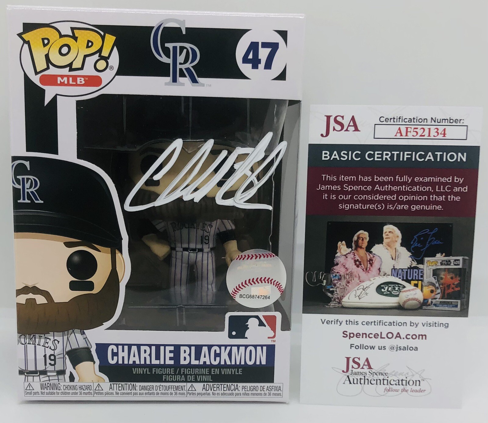 CHARLIE BLACKMON SIGNED COLORADO ROCKIES MLB BASEBALL POP FUNKO FIGURE JSA COA