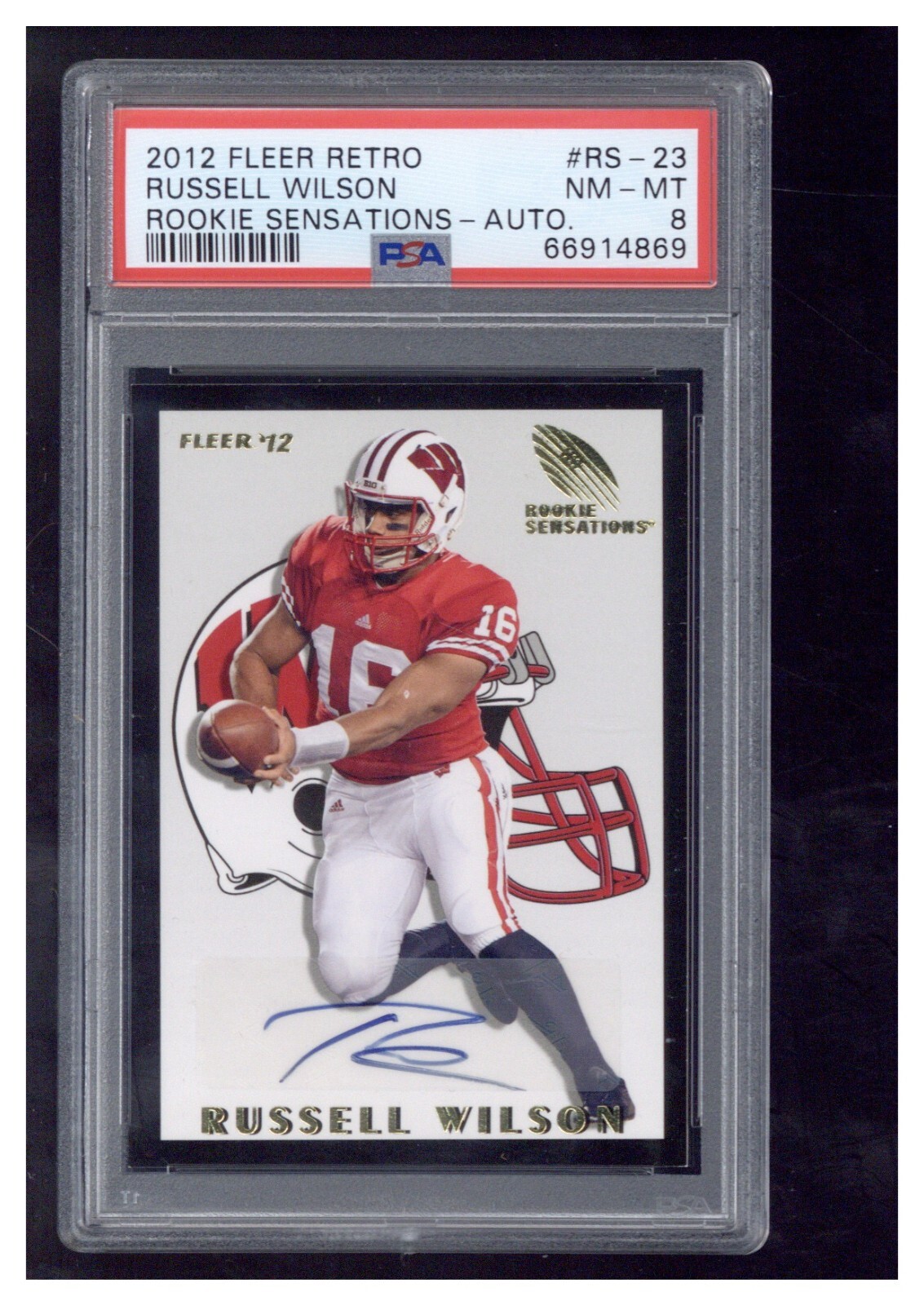 2012 Fleer Retro Rookie Sensations RS-23 Russell Wilson Auto PSA 8