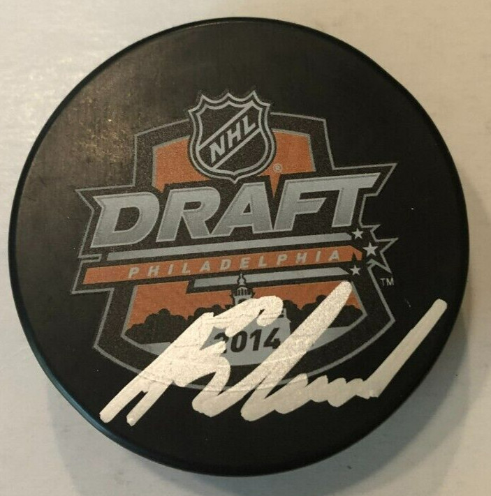 ANTHONY DEANGELO SIGNED 2014 NHL DRAFT HOCKEY PUCK W/ CASE FLYERS TONY COA