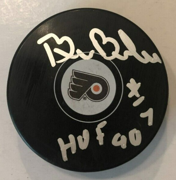 BILL BARBER SIGNED AUTOGRAPHED PHILADELPHIA FLYERS HOCKEY PUCK W/ CASE COA