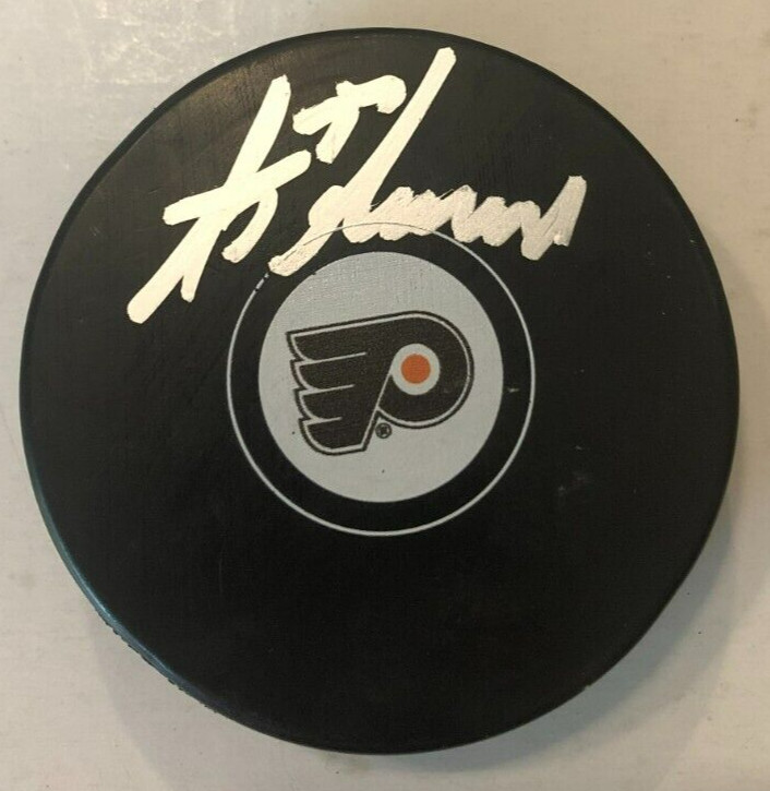 ANTHONY DEANGELO SIGNED PHILADELPHIA FLYERS HOCKEY PUCK W/ CASE TONY COA