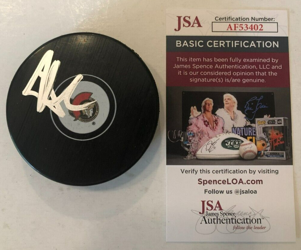 BRADY TKACHUK SIGNED AUTOGRAPHED OTTAWA SENATORS HOCKEY PUCK W/ CASE JSA COA
