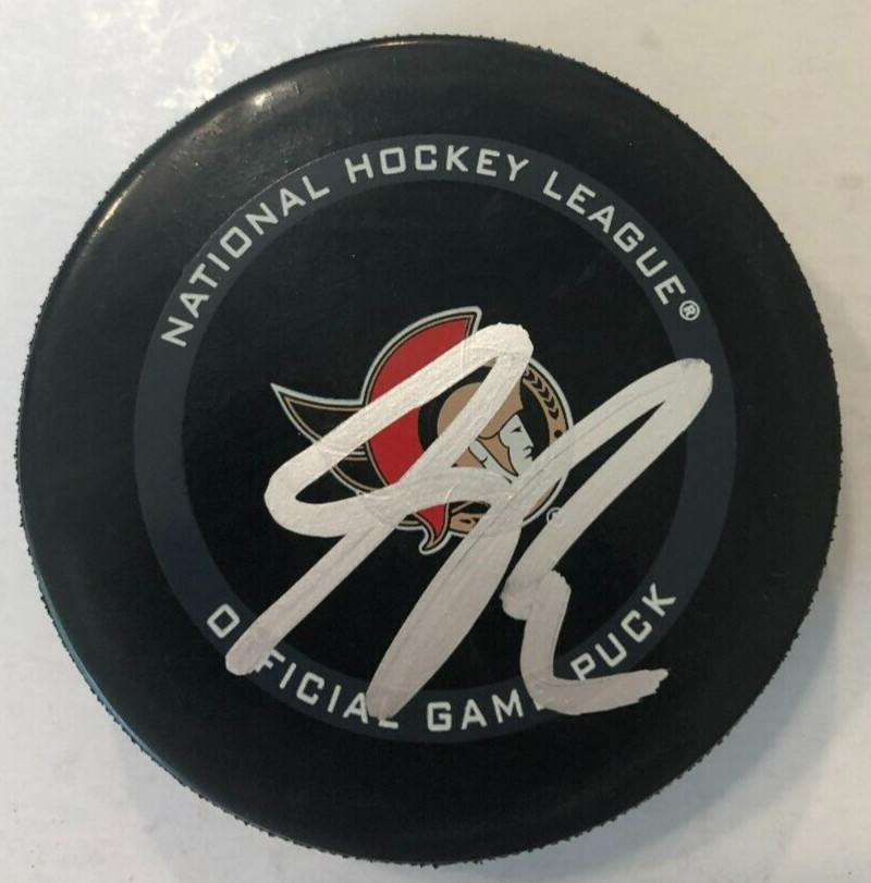 SHANE PINTO SIGNED AUTOGRAPHED OTTAWA SENATORS GAME HOCKEY PUCK W/ CASE COA