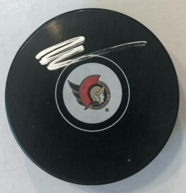 JAKE SANDERSON SIGNED AUTOGRAPHED OTTAWA SENATORS HOCKEY PUCK W/ CASE COA