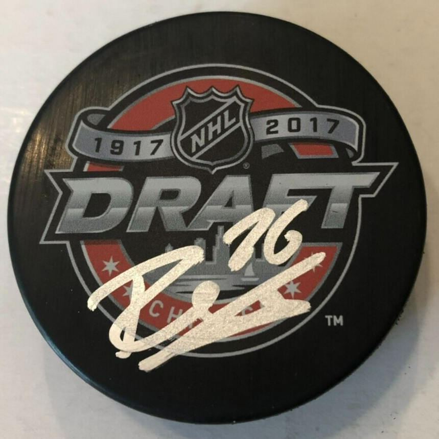 ERIK BRANNSTROM SIGNED 2017 NHL DRAFT HOCKEY PUCK W/ CASE OTTAWA SENATORS COA