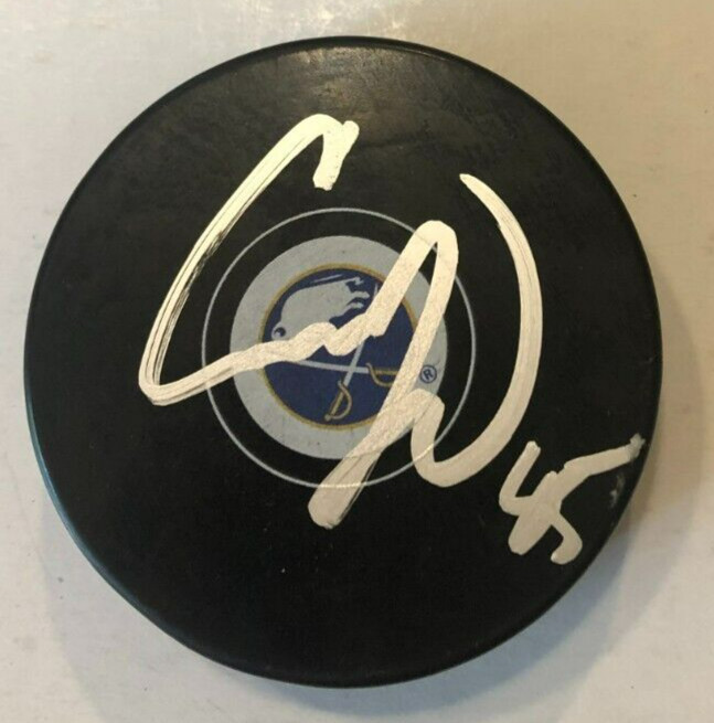 CASEY FITZGERALD SIGNED AUTOGRAPHED BUFFALO SABRES HOCKEY PUCK W/ CASE COA
