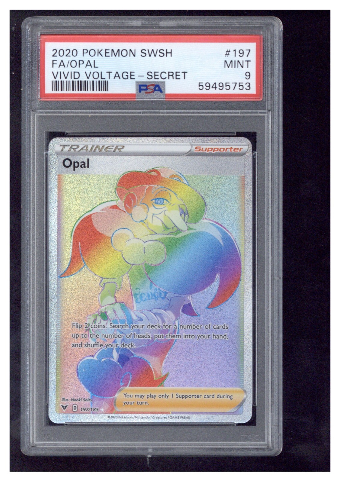 2020 Pokemon Sword & Shield Vivid Voltage 197 Full Art/Opal Secret PSA 9