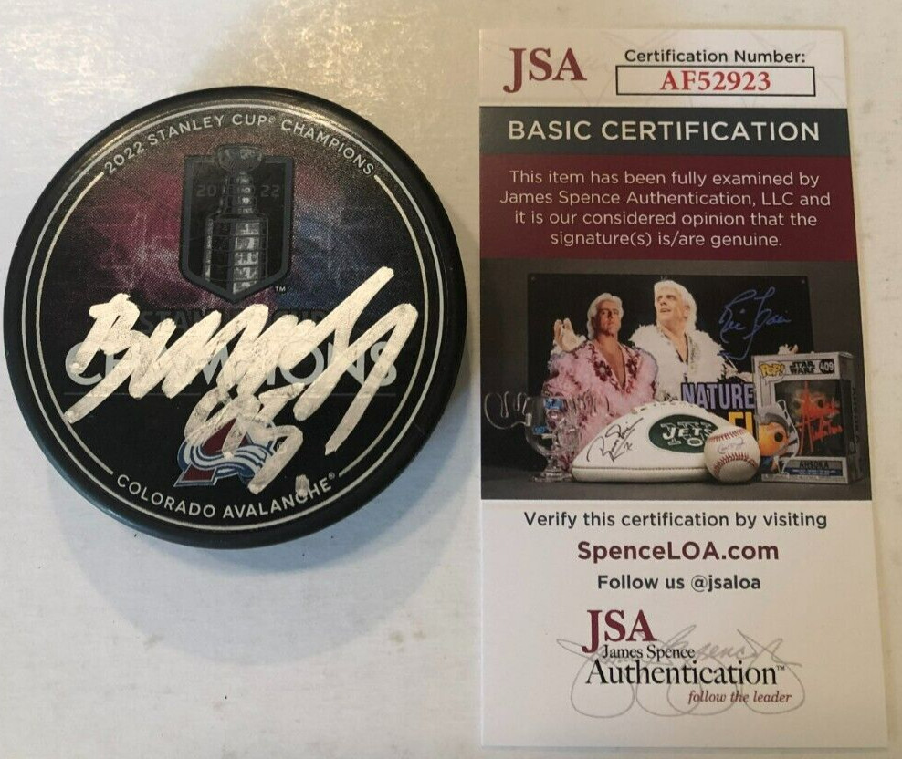 ANDRE BURAKOVSKY SIGNED COLORADO AVALANCHE 2022 STANLEY CUP PUCK W/ CASE JSA COA