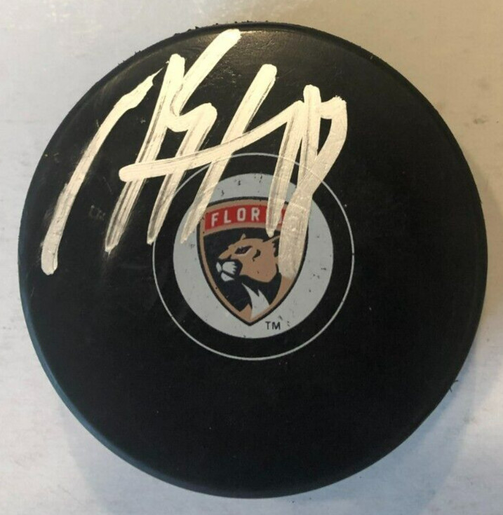 MARC STAAL SIGNED AUTOGRAPHED FLORIDA PANTHERS HOCKEY PUCK W/ CASE COA