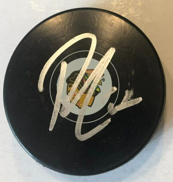 LUKAS REICHEL SIGNED AUTOGRAPHED CHICAGO BLACKHAWKS HOCKEY PUCK W/ CASE COA