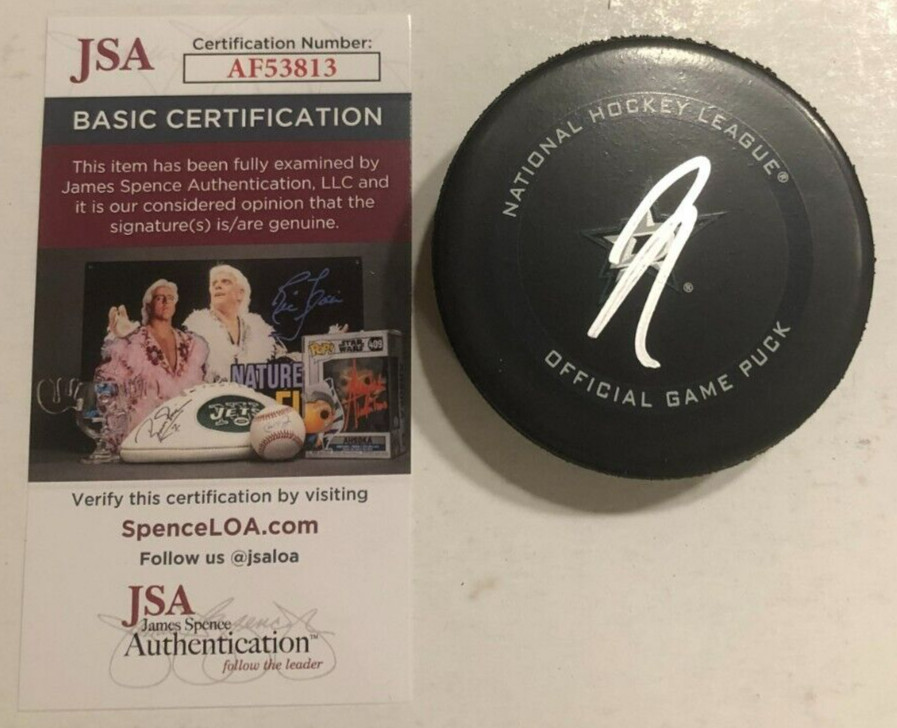 JASON ROBERTSON SIGNED DALLAS STARS OFFICIAL GAME HOCKEY PUCK W/ CASE JSA COA