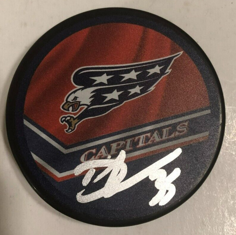 DARCY KUEMPER SIGNED AUTOGRAPHED WASHINGTON CAPITALS HOCKEY PUCK W/ CASE COA