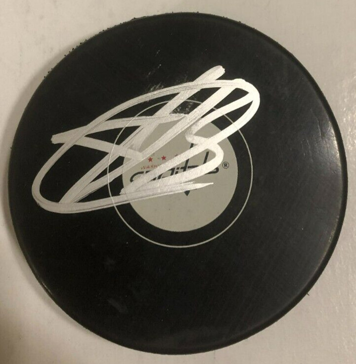 ALEXANDER ALEXEYEV SIGNED AUTOGRAPHED WASHINGTON CAPITALS HOCKEY PUCK W CASE COA