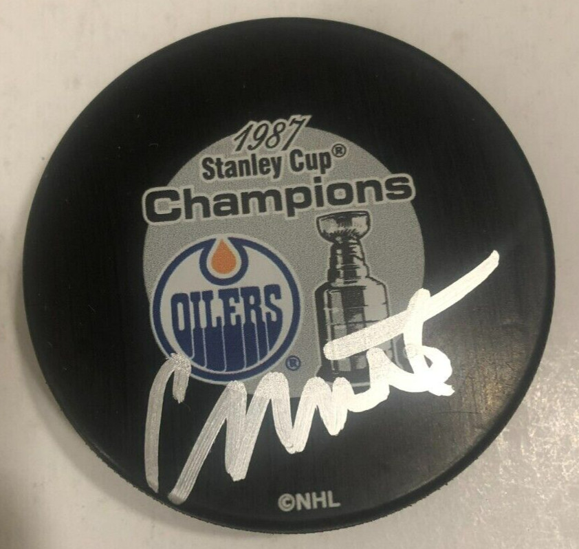 CRAIG MACTAVISH SIGNED EDMONTON OILERS 1987 STANLEY CUP HOCKEY PUCK W/ CASE COA