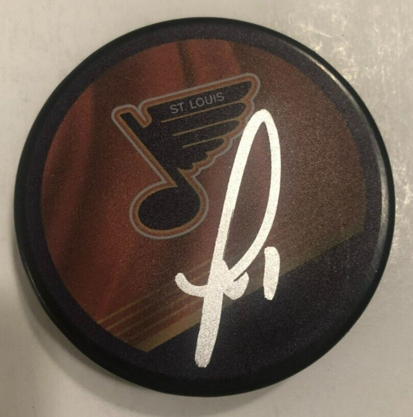 THOMAS GREISS SIGNED AUTOGRAPHED ST LOUIS BLUES HOCKEY PUCK W/ CASE COA