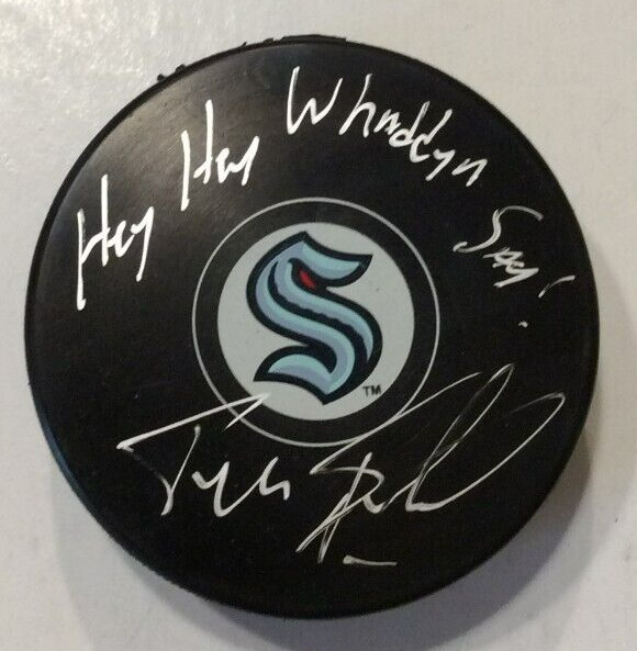 JOHN FORSLUND SIGNED SEATTLE KRAKEN HOCKEY PUCK W/ CASE COA