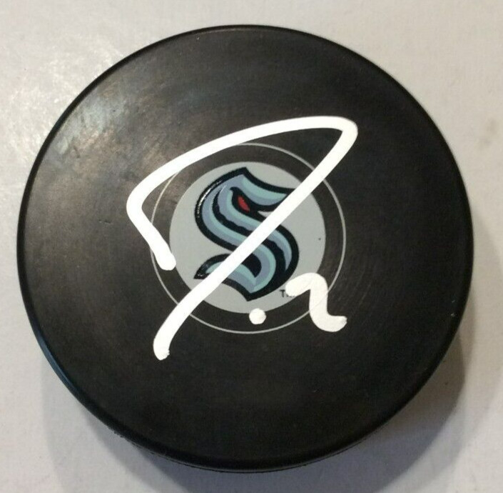 JORDAN EBERLE SIGNED SEATTLE KRAKEN HOCKEY PUCK W/ CASE COA