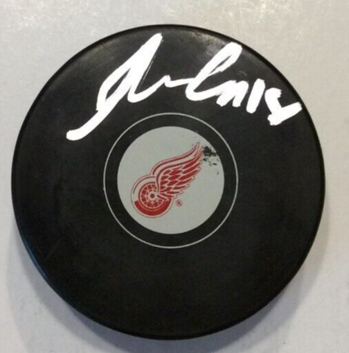 ANDREW COPP SIGNED DETROIT RED WINGS HOCKEY PUCK W/ CASE COA