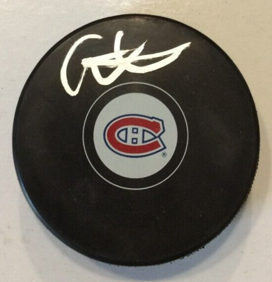ARBER XHEKAJ SIGNED MONTREAL CANADIENS HOCKEY PUCK W/ CASE COA