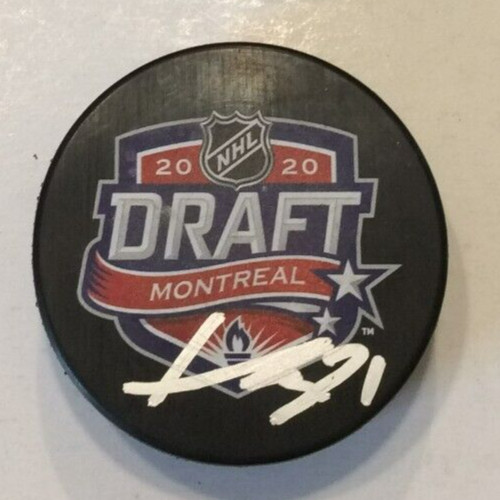 KAIDEN GUHLE SIGNED MONTREAL CANADIENS 2020 NHL DRAFT HOCKEY PUCK W/ CASE COA