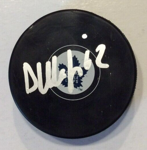 DENIS MALGIN SIGNED TORONTO MAPLE LEAFS HOCKEY PUCK W/ CASE NICK COA