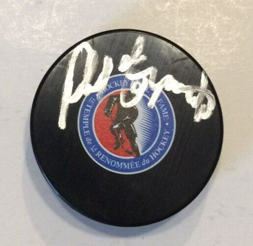 PHIL ESPOSITO SIGNED HOCKEY HALL OF FAME PUCK W/ CASE BRUINS RANGERS COA