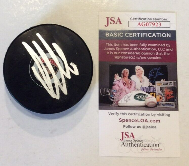 ALEKSANDER BARKOV SIGNED FLORIDA PANTHERS HOCKEY PUCK W/ CASE JSA COA
