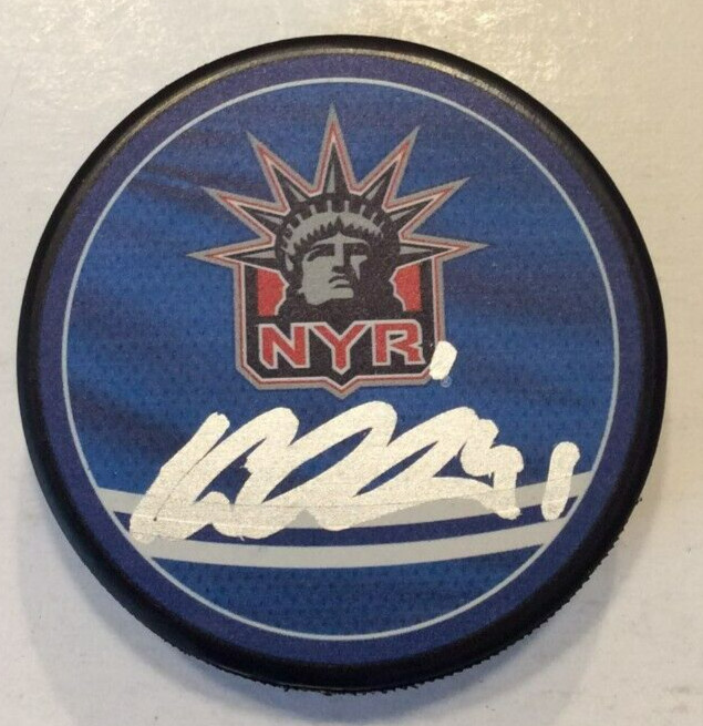 JAROSLAV HALAK SIGNED NEW YORK RANGERS HOCKEY PUCK W/ CASE COA