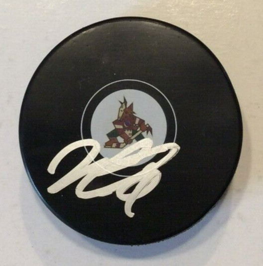 JUUSO VALIMAKI SIGNED ARIZONA COYOTES HOCKEY PUCK W/ CASE COA