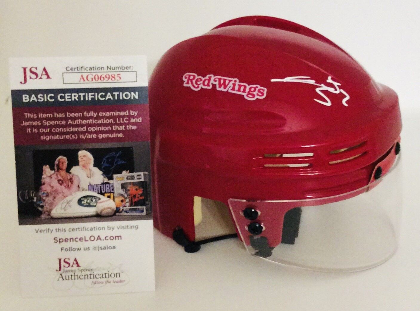 JONATAN BERGGREN SIGNED DETROIT RED WINGS HOCKEY MINI HELMET JSA COA