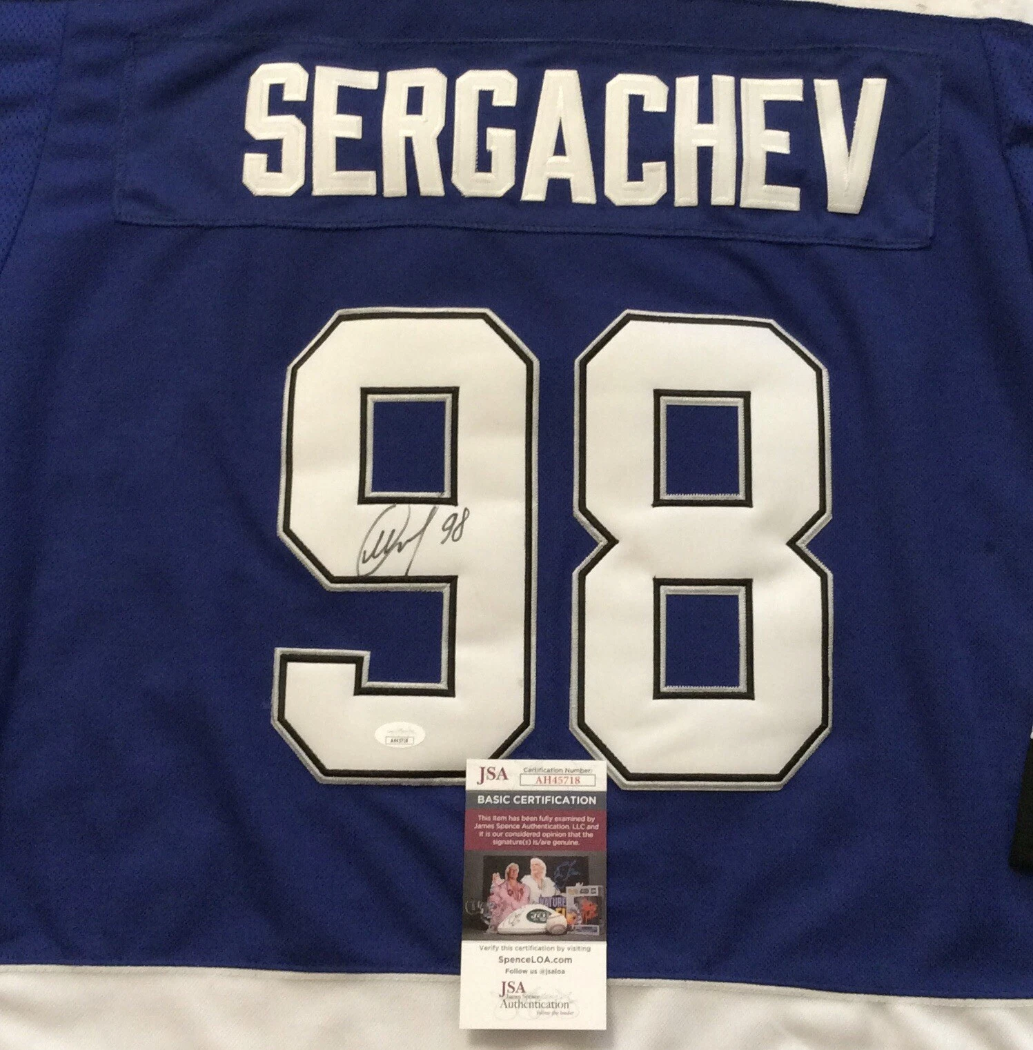 MIKHAIL SERGACHEV SIGNED TAMPA BAY LIGHTNING HOCKEY JERSEY JSA COA