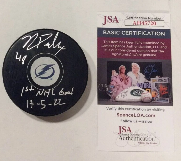 NICK PERBIX SIGNED TAMPA BAY LIGHTNING HOCKEY PUCK W/ CASE JSA COA