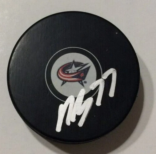 NICK BLANKENBURG SIGNED COLUMBUS BLUE JACKETS HOCKEY PUCK W/ CASE COA