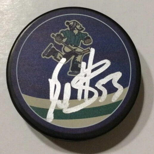 BO HORVAT SIGNED VANCOUVER CANUCKS REVERSE RETRO HOCKEY PUCK W/ CASE COA